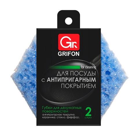 Губка для тефлоновой и деликатной поверхности, шестигранник, 2 шт, GRIFON фото 1