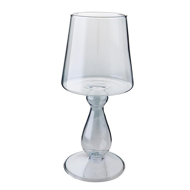 Декоративный подсвечник из цветного стекла, Д110 Ш110 В255, голубой фото 1