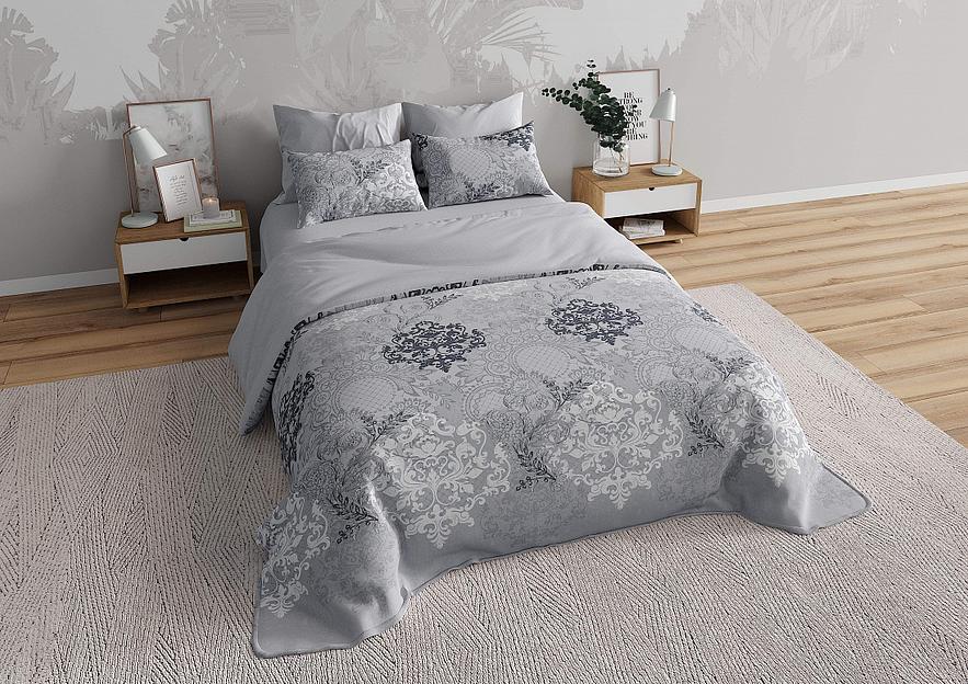 Ткань хлопковая перкаль набивной «Кружево серое» с обработкой анти-пиллинг 2.2×33 м фото 1