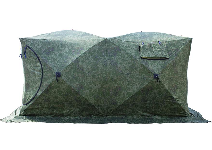 Палатка СТЭК куб 4 Дубль КМФ, 440*220*205 см, выход под трубу фото 5