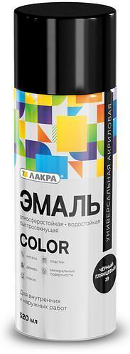 Эмаль аэрозольная акриловая Лакра Color 39 черный глянцевый 520мл фото 1