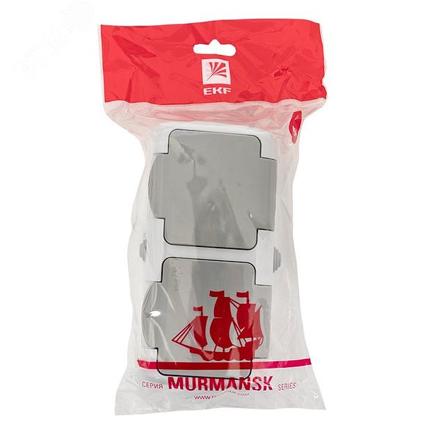 EKF EFR16-129-30-54 Мурманск Розетка 2-местная 16А с заземлением с крышкой IP54 серый с защитными шторками EKF фото 2