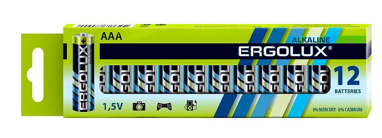 Батарея Ergolux Alkaline LR03 BP-12 AAA 1250mAh (12шт) коробка фото 1