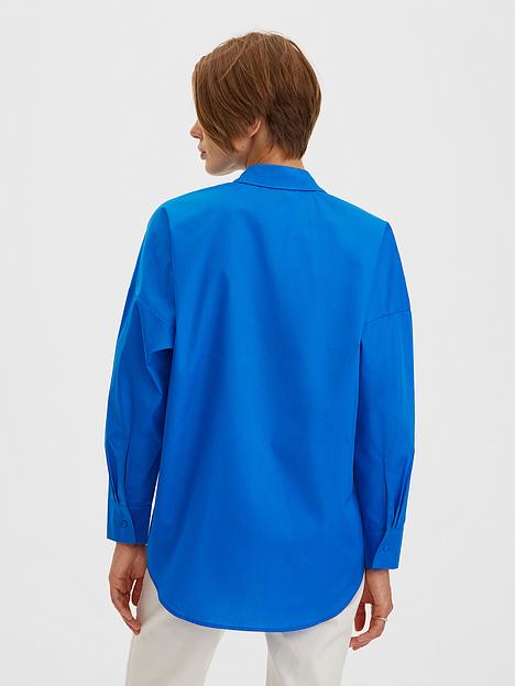 Рубашка из смесового хлопка, синий, опт фото 3