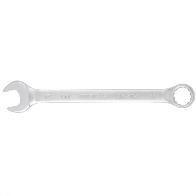 Ключ комбинированный, 17 мм, CrV, матовый хром фото 1