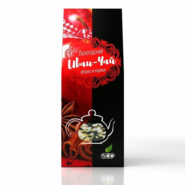 Иван-чай в сувенирной упаковке «Вологодский» с яблоком и корицей, 50 г ОПТ фото 1