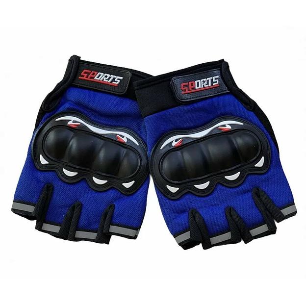 Мотоперчатки открытые KB-2616 синие опт фото 1