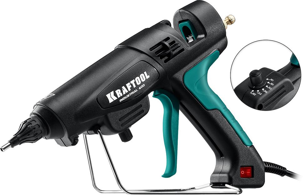 KRAFTOOL Industrial 400, d 11 - 12 мм, 50 г/мин, 130 - 230°C, электрический термоклеевой пистолет (06843-300-12) фото 1