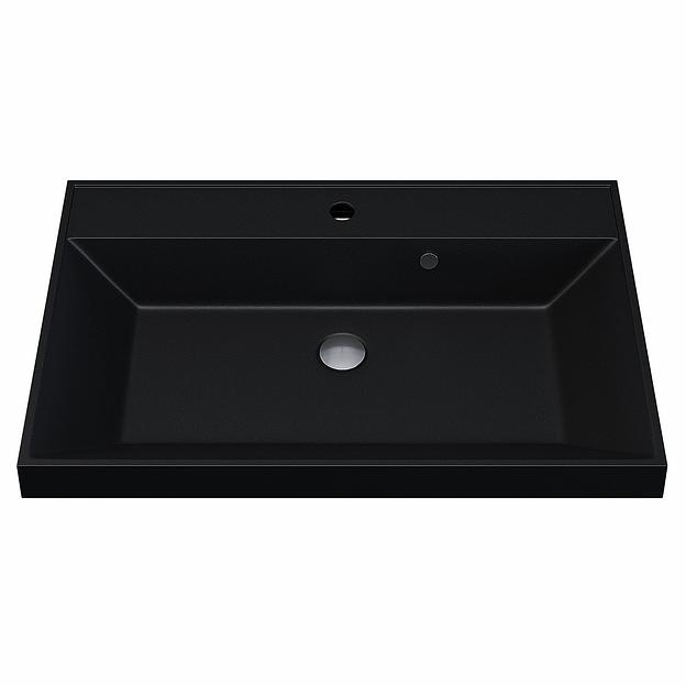 Раковина кварцевая для ванной комнаты Uperwood Classic Quartz 70 см, черная матовая, космос фото 5