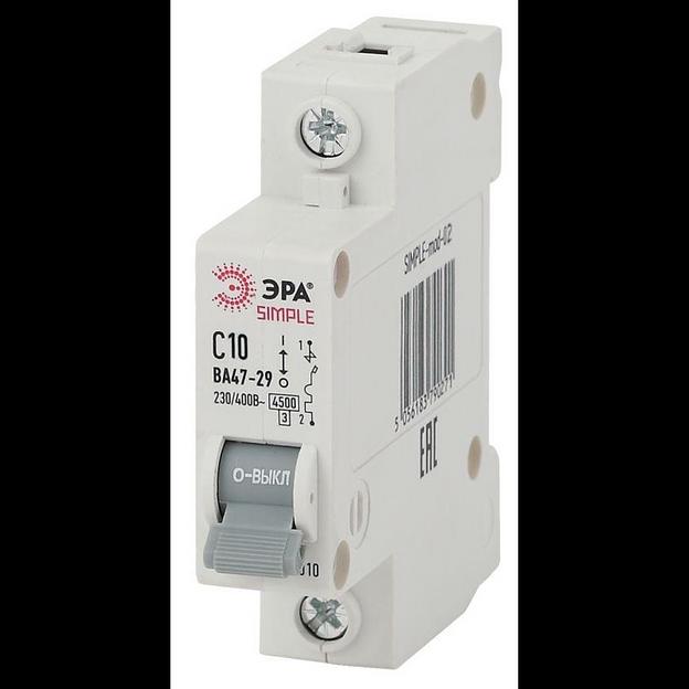 Выключатель автоматический модульный 1п C 10А 4.5кА ВА 47-29 SIMPLE-mod-02 ЭРА Б0039219 фото 1