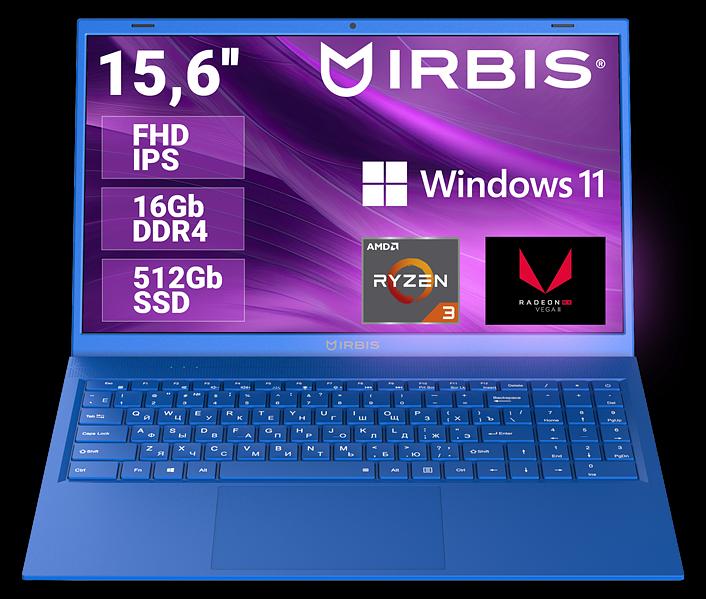 IRBIS Blizzard 15NBC1000 15.6" notebook,CPU:R3-3200U, 15.6"LCD 1920*1080 IPS, 16GB sodimm +512GB SSD, AC wifi, Front camera: 2MP, 5000mha battery, A METAL with chamfer, WIN Pro фото 1