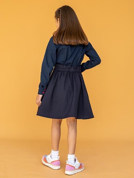 Рубашка с длинным рукавом школьная на девочку KristiKlo синяя с красным ОПТ фото 4