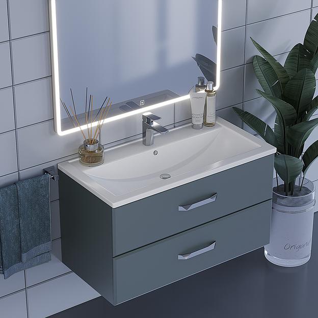 Тумба с раковиной для ванной Uperwood Foster 90 см, подвесная, серый графит фото 1