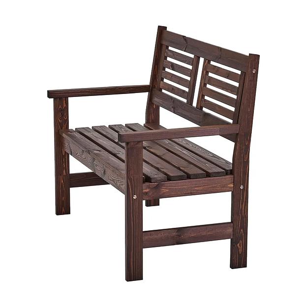 Скамья деревянная для сада и дачи, для 2-х человек Хольмен тёмно-коричневая ОПТ фото 7