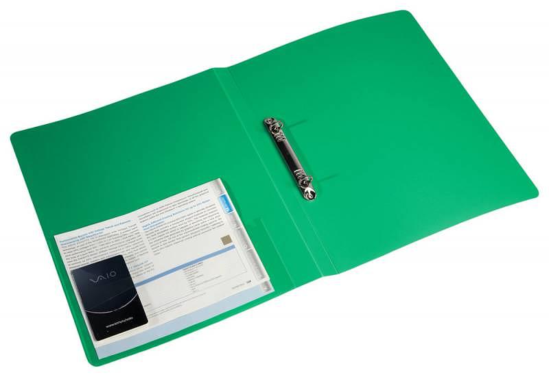 Папка на 2-х кольцах Бюрократ -0827/2RGRN A4 пластик 0.7мм кор.27мм внутр. с вставкой зеленый фото 2