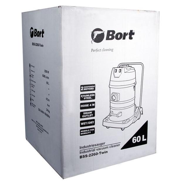 Строительный пылесос Bort BSS-2260-Twin 2200Вт (уборка: сухая/влажная) синий фото 8