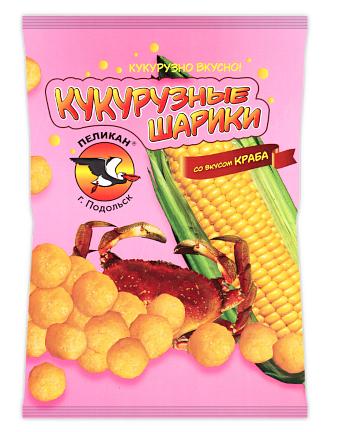 Кукурузные шарики со вкусом краба 80 гр. ОПТ фото 1