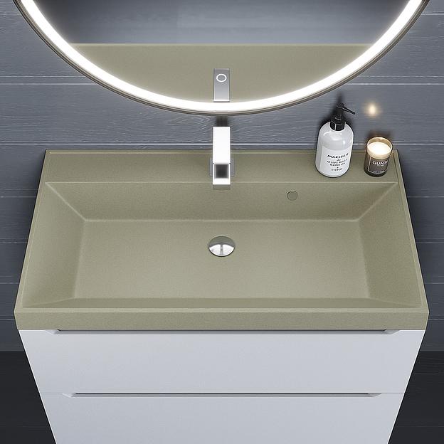 Раковина кварцевая для ванной комнаты Uperwood Classic Quartz 80 см, бежевая матовая, десерт фото 3