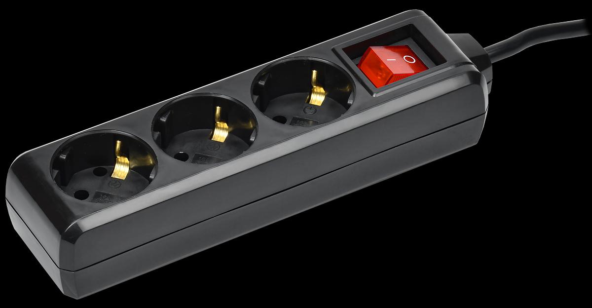 Удлинитель У03К 3 места с заземлением 3м 3х1мм2 16А 250В черный фото 1