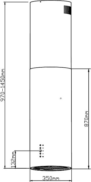 Вытяжка каминная Weissgauff Tubus 1406 Island черный управление: кнопочное (1 мотор) фото 9