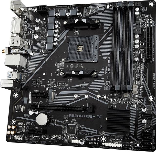 Материнская плата Gigabyte A520M DS3H AC Soc-AM4 AMD A520 4xDDR4 mATX AC`97 8ch(7.1) GbLAN RAID+HDMI+DP фото 3