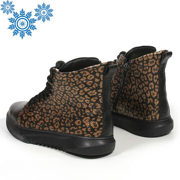 Зимние ботинки TAIS на шнурках с молнией, арт.MT238-2-Ш чёрно-золотой ОПТ фото 3