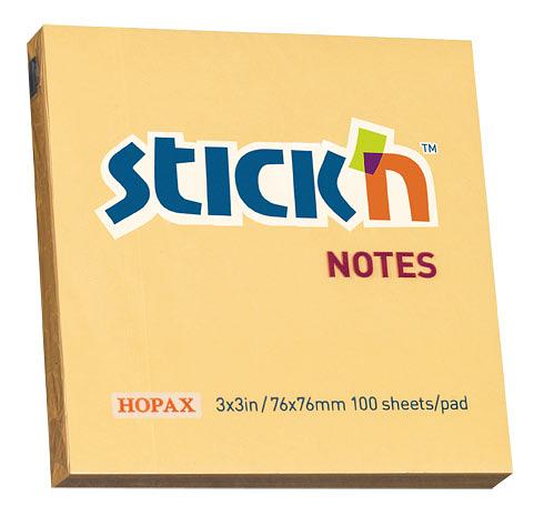Блок самоклеящийся бумажный Stick`n 21391 76x76мм 100лист. 70г/м2 пастель оранжевый фото 1