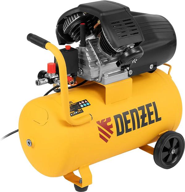 Компрессор поршневой Denzel DCV1800/50 масляный 320л/мин 50л 1800Вт желтый фото 2
