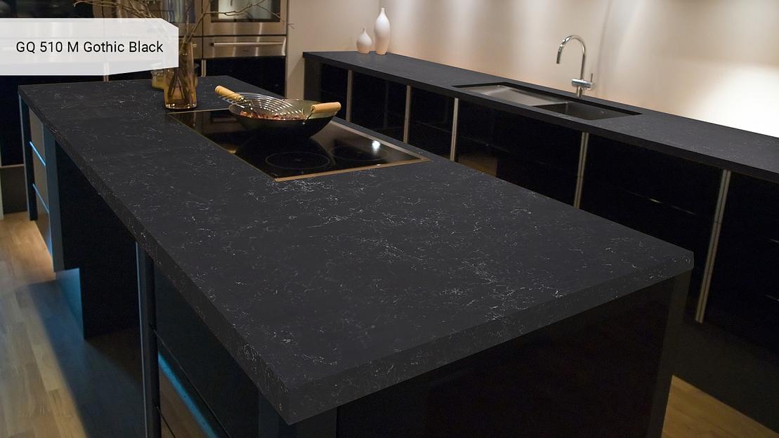 Кварцевый камень Grandex quartz «GQ 510M Gothic Black» ОПТ фото 3