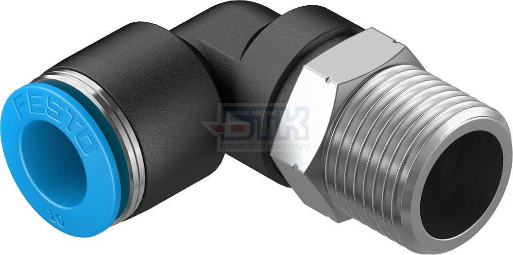 153052 Угловой штуцер с цанговым зажимом и резьбой QSL-3/8-10 FESTO фото 1