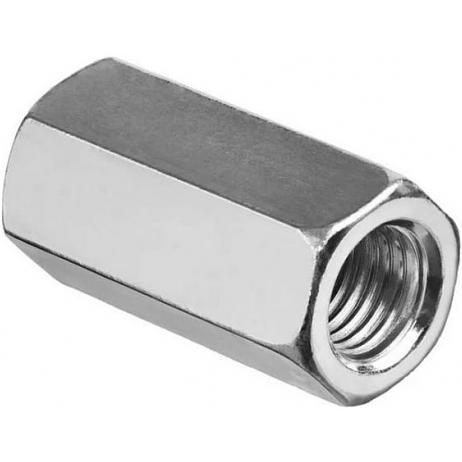 Гайка-втулка оцинкованная шестигранная удлиненная DIN 6334 фото 1