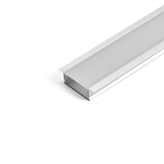 Профиль встраиваемый алюминиевый 1м матовый экран 2 заглушки для светодиодных лент фото 1