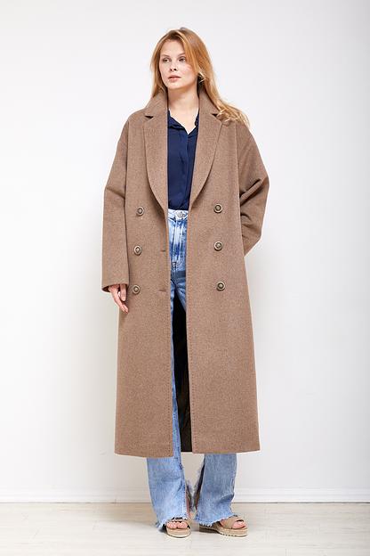 Женское демисезонное пальто двубортное Mmoda свeтлo-бeжeвый, арт.22027НД фото 1