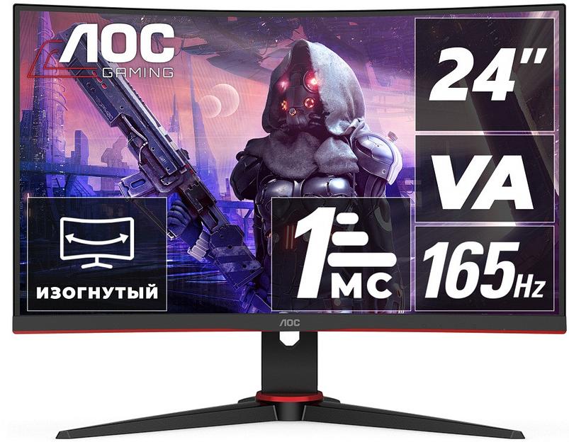 Монитор 23 6" AOC C24G2AE/BK Black/Red фото 1