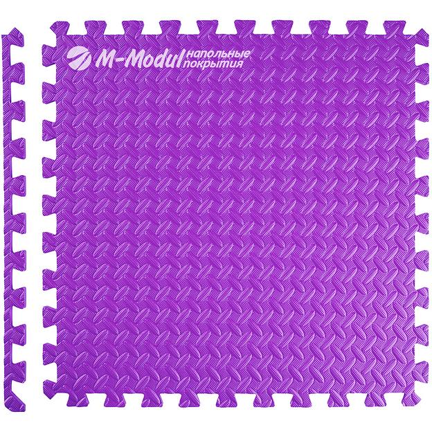Мягкий пол универсальный 60x60 см, толщина 1 см, тиснение лист, Цвет Фиолетовый, Толщина модуля 10 мм. фото 1