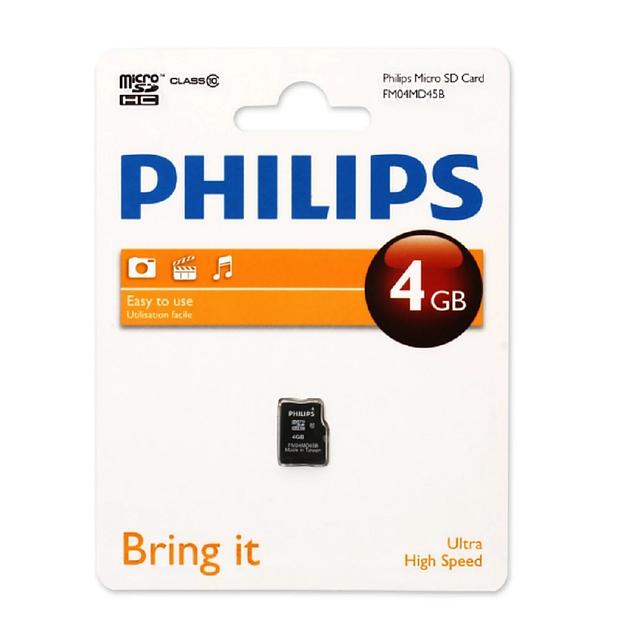 Флеш карта microSD 4GB PHILIPS microSDHC Class 10 фото 1