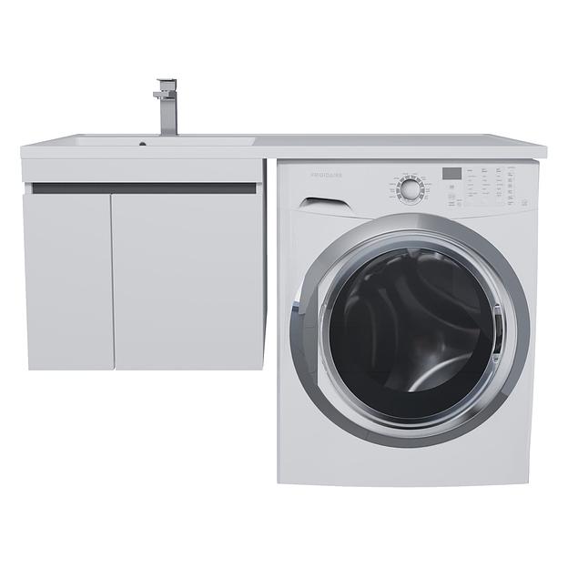 Тумба под стиральную машину с раковиной Uperwood Magenta 60/120 см, подвесная, белая/графит, с дверцами, левая фото 1