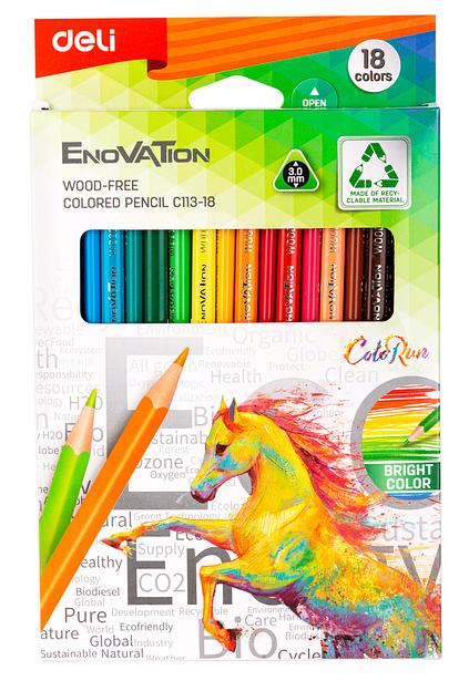 Карандаши цветные Deli EC113-18 Enovation трехгранные пластик 18цв. коробка/европод. (18шт) фото 9