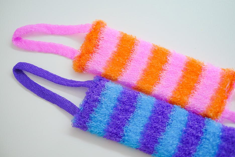 Мочалка вязаная из полипропиленовой нити (110 текс) «Ассорти» 42х14 см, махра 15 мм ОПТ фото 3