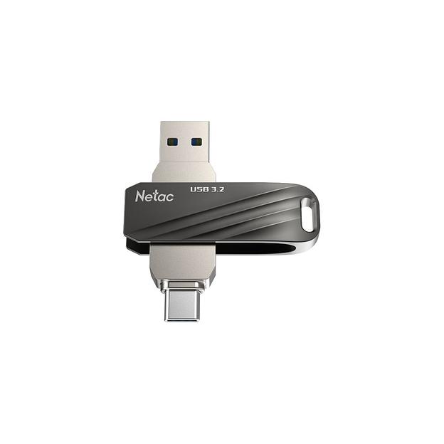 Флешка USB NETAC US11 32ГБ, USB3.2, черный и серебристый [nt03us11c-032g-32bk] фото 1