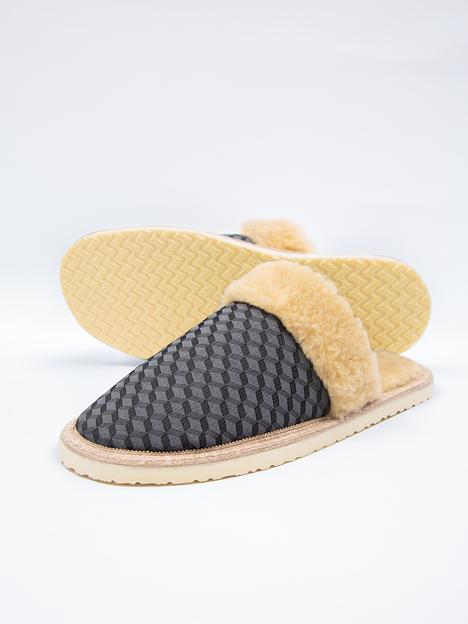 Тапочки мужские домашние закрытые с меховым отворотом опт фото 2