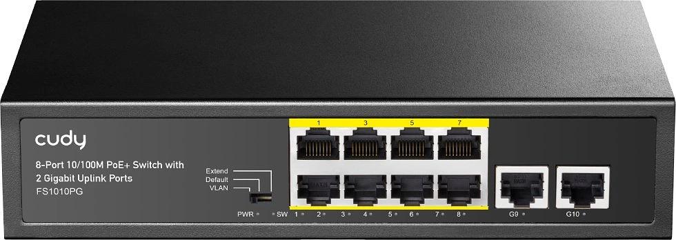 Коммутатор Cudy FS1010PG (L2) 8x100Мбит/с 2x1Гбит/с 8PoE+ 120W неуправляемый фото 2