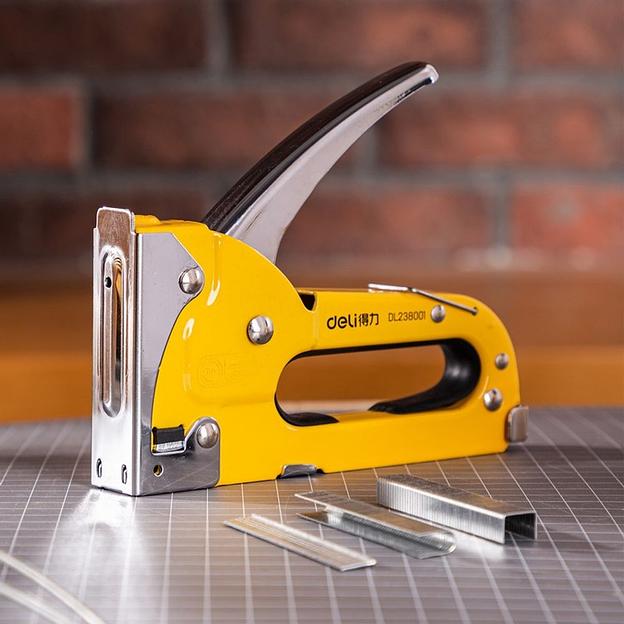 Степлеры, пистолеты, заклепочники Deli Мебельный степлер Deli DL238001 Для скоб 4-8мм D-типа. Полностью стальная конструкция фото 10