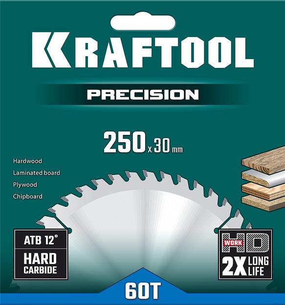 KRAFTOOL Precision, 250 х 30 мм, 60Т, пильный диск по дереву (36952-250-30) фото 5