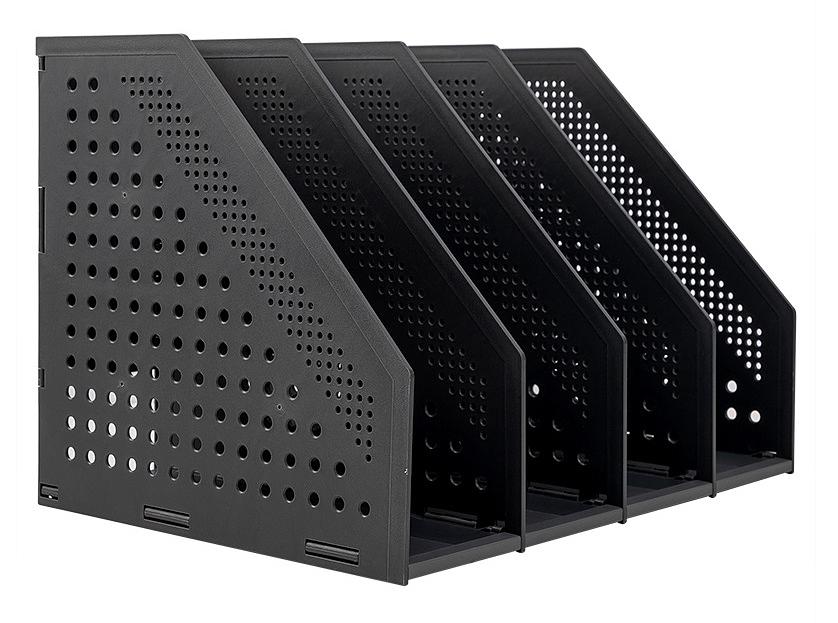 Лоток вертикальный Deli 78996DK-GREY 4отд. складной 332x256x243мм темно-серый пластик фото 1