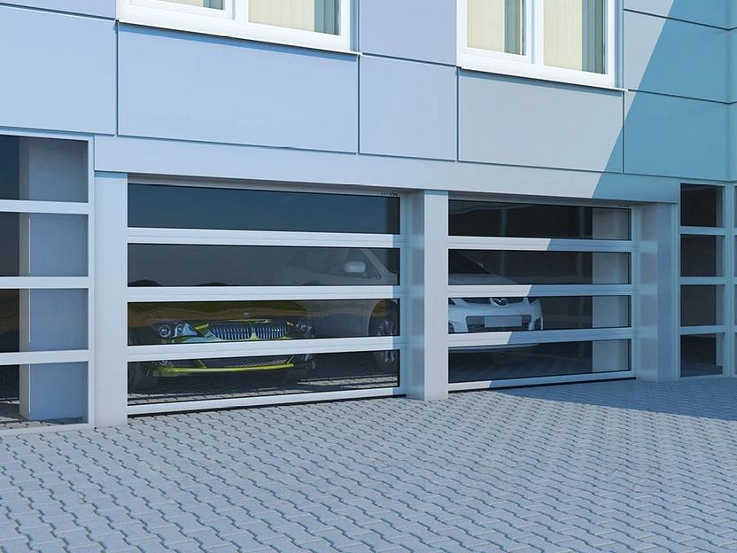 Промышленные секционные ворота с панорамным остеклением «ISD02» под заказ ОПТ  фото 1