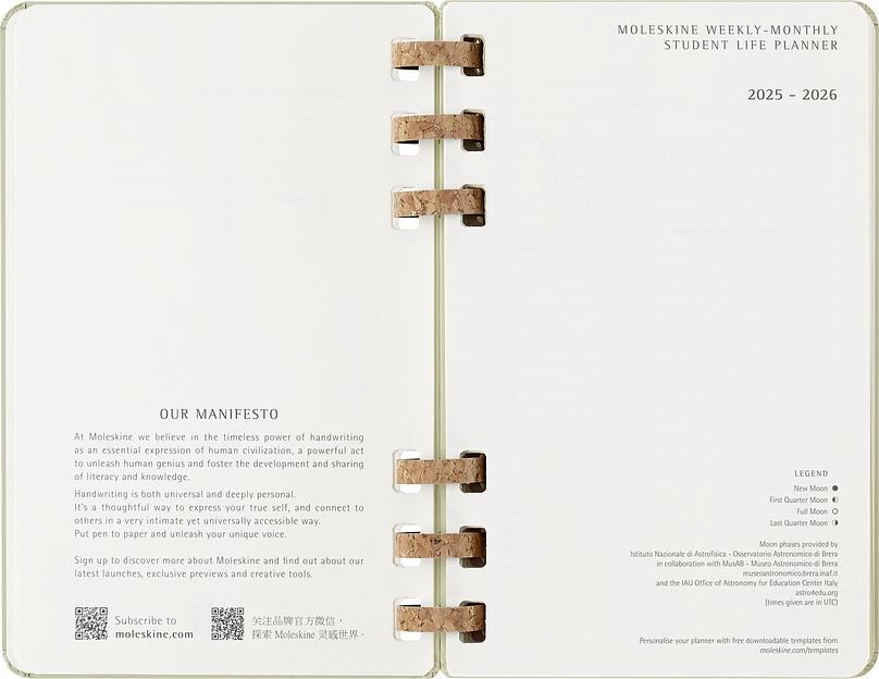 Еженедельник Moleskine ACADEMIC SPIRAL DHSPK5212AMWH3 Large 150х210мм 200стр. кремовые страницы спираль киви фото 3