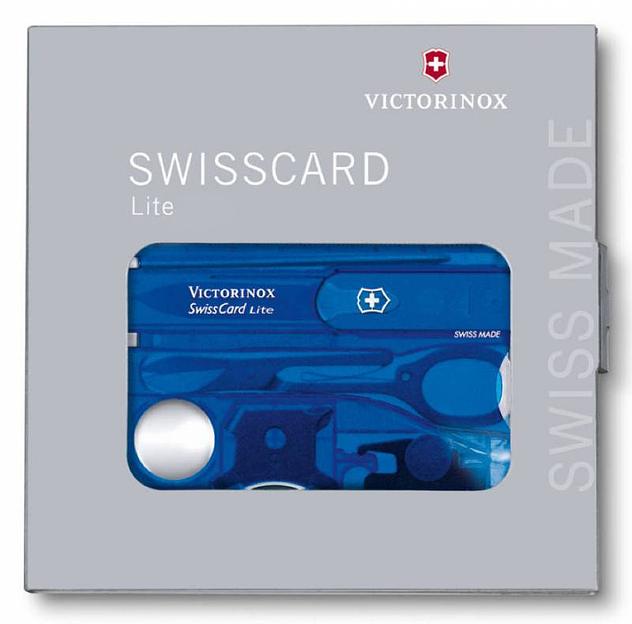 Швейцарская карта Victorinox SwissCard Lite (0.7322.T2) синий полупрозрачный коробка подарочная фото 2
