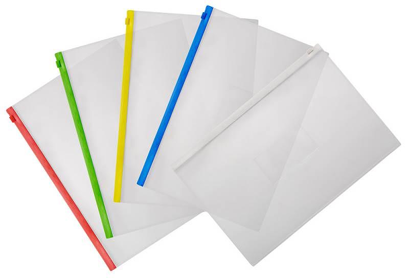 Папка на молнии ZIP Бюрократ -BPM4ABLUE A4+ полипропилен 0.15мм карм.для визит. цвет молнии синий фото 3