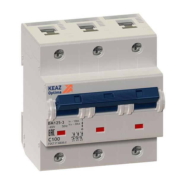 Выключатель автоматический OptiDin ВМ125-3C80-8ln-УХЛ3 фото 1
